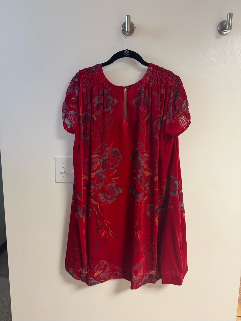 Free People Velvet Red Floral Mini Dress